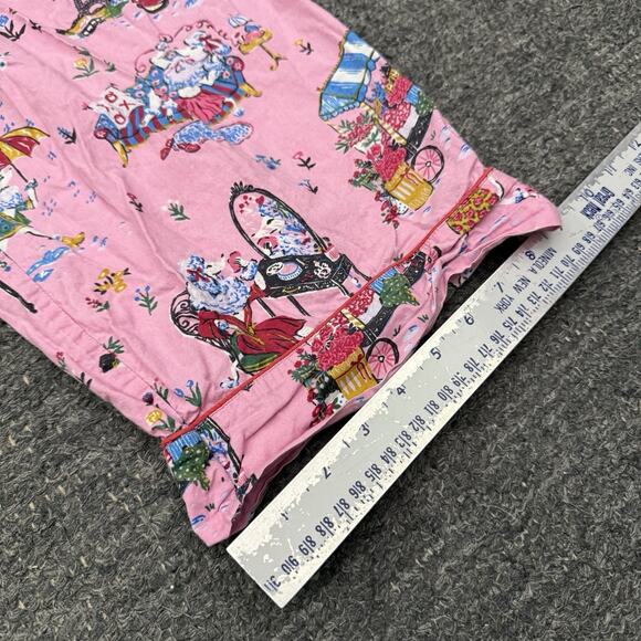 Anthropologie Print Fresh Pajamas Women 1X Pink Parisian Poodle Dog Flower Vespa - Picture 8 of 15